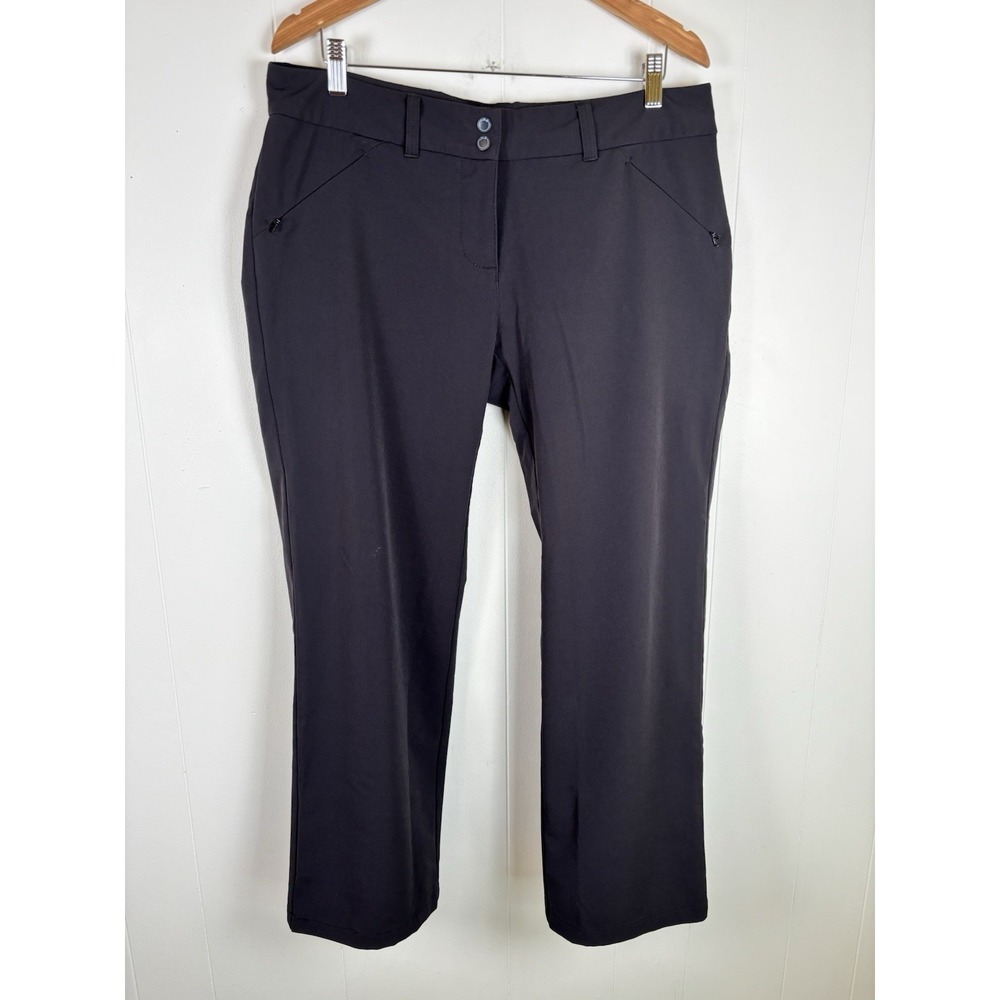 Lole Sz 14 Short Black Ankle Pants Hiking Travel UPF‎ 50+ Nylon Stretch